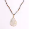 Zwpon Fashion Gold Braid Teadrop Natural Stone Pendant Halsband naturliga stenpärlor Halsband för kvinna smycken hela224f