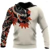 Trenchs pour hommes Dominateur japonais Samurai Tattoo 3D Sweat à capuche imprimé Casual surdimensionné Street Vêtements Harajuku Sports Pull Y2k