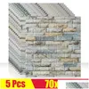 Adesivos de parede 5 pcs 3d tijolo adesivo retro padrão de pedra auto-adesivo anti-colisão casca e vara papel de parede painel de espuma diy gota del dhfrg