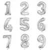 Party Decoration 32inch Silver Foil Number Balloon First Baby Girl Kids Birthday Decorations 1st 1 2 3 4 5 6 7 8 9 10 30 40 Years 309s