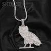 Hip Hop Iced Out Retro Owl Zircon Pendant Long Necklace Tide Brand Animal Bling Jewelry Gift239T