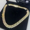 Pass Diamond Tester Iced Out 15mm 4 Row 925 Silver 14k Real Gold Plated Vvs1 Moissanite Cuban Link Chain Necklace Men