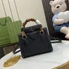 Crystal Mini Tote Bag Bamboo Ręka Designer Torebka Crossbody Torebka torba na ramię Jaszczurka Skóra Rolling Edge Złota Akcesoria Karta