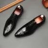 Carved Real Calf Leather Pointed Tip Oxfords Classic Dress Brand Soft Handmade Office Business Formal Shoes for Men