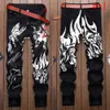 Skinny Jeans Floral Pant Slim Fit Stretch Denim Casual Jeans for Men