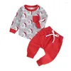 Kleidungssets 2024-09-04 Lioraitiin 0-3y Kleinkind Junge Weihnachtskleidung Set Cartoon Santa Long Sleeve Sweatshirt Tops Hose Herbstoutfits