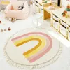 Tapis moelleux arc-en-ciel pour salon avec glands, tapis en peluche blanc pour chambre d'enfants, tapis de jeu doux pour enfants Babi 240125