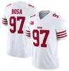 Erkekler San'''francisco''49ers'''eebo Samuel Nick Bosa Brock Purdy 2023 F.U.S.E. Beyaz Buhar Dokunulmaz Sınırlı Futbol Dikişli Jersey