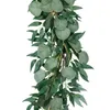 Decoratieve bloemenkransen ABFU-6 5-voet kunstmatige eucalyptusslinger en 6-voet wilgenwijnstoktakken bladkoorddeur groen In237G