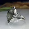 Wedding Rings Factory Price Antique Silver Plated Handmade Classic Bohemian Jewelry Vintage Women Bohemia Black Gemstone Ring