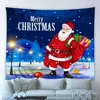 Tapestries Merry Christmas Big Tapestry Cartoon Santa Claus Elk Moon Night Scene Background Wall Hanging Cloth Kid Child Bedroom Home Decor