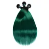 Ombre 1B/Verde Brasileiro Em Linha Reta Humano Remy Cabelo Virgem Tece 100g/pacote Tramas Duplas 3 Pacotes/lote