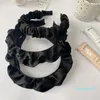 Faixa preta coreana acessório francês faixa de cetim plissada, anel de cabelo para rosto lavado