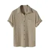 Męskie koszule męskie ubrania codzienne przystojne dla niskokrotnych kołnierzyków odkręcania krótkie rękawy drukowane bluzka ROUPA MASCULIN