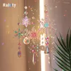 Trädgårdsdekorationer Snöflinga Suncatcher Crystal Hanging Pendant Wind Chimes Chain för Window Christmas Tree Home Decoration