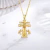 Hängen Eudora 925 Sterling Silver Katolska Caravaca Crucifix Ortodox Ryssland Cross Halsband för man Cherub Angel Pendant Christian Gift