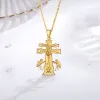 Wisiorki Eudora 925 Sterling Silver Catholic Caravaca Crucifix prawosławny Naszyjnik Rosja dla mężczyzny Cherub Angel Pendant Prezent chrześcijański