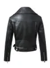 Ftlzz Women Autumn Winter Black Faux Leather Jackets dragkedja BASIC PLOW Turn-Down Collar Motor Biker Jacket med bälte 240125