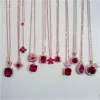 Ciondoli gioielli Collana pendente per donna Vintage creato rubino pietra preziosa catena clavicola rosa colore rosso gioielleria raffinata Colar