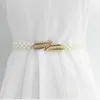 Cinture Catena in vita con perle bianche Cintura da donna di fascia alta per il corpo Cintura che stringe la decorazione versatile
