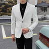 Abiti da uomo Blazer per uomo Abbigliamento di lusso coreano di alta qualità Moda Due bottoni Spessi caldi Waffler Blazer Giacche Cappotti slim fit