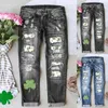 Damesjeans St. Patrick's Day Print Gescheurde Casual Denim Broek Grafisch Groen Carnaval Festival