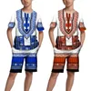 Ensembles de vêtements Été Rétro Africain Imprimer Enfants Tops Pantalons Costumes Enfants Style Tribal Tees / Ensembles Tenues Traditionnelles Garçons / Filles Survêtements