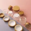 105pcs 50g Carving Frosted Glass Cream Jar Eco-friendly Wooden Lid Bamboo Cap Cosmetic Packaging Container Skincare Mask Storage B3114