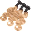 Ombre 1B/27 Brazilian Human Remy Virgin Hair Body Wave Hair Weaves 100g/bundle Double Wefts 3Bundles/lot