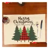 クリスマスの装飾格子縞のテーブルマットプレースマット家庭用キッチンパーティーのための食事装飾