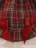 Bekleidung 2022 Retro Red Plaid Haustierhundkleidung süße Velvet Bow Prinzessin Kleider für kleine mittelhunde pudel Kostüme Schichten Röcke Outfits