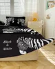 Bed Skirt Nordic Zebra Animal Black Elastic Fitted Bedspread With Pillowcases Protector Mattress Cover Bedding Set Sheet