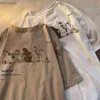 Herren-T-Shirts, T-Shirt für Damen, frisches Paar, Y2k, Harajuku, Cartoon-Motiv, niedlicher Katzendruck, O-Ausschnitt, kurzärmeliges, übergroßes T-Shirt, Tops, ästhetische Kleidung 240130