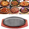 Pans Steak Teppanyaki Barbecue Fajita Sizzling Platter Dinner Plate Grill Restaurant Supply Authentic Holder 8 Inch