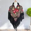 Scarves Vintage Style Scarf Ethnic Retro Shawl With Tassel Flower Print Autumn Winter Warm Square Fringed Head For Wedding