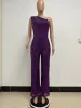 Elegant Sequins One Shoulder Jumpsuit Women Multi Colors Slim Bodycon Rompers Bodysuit Sequin Trousers S to 2XL BC16886