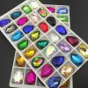 Cloisonne 4x6mm~30x40mm Colors Teardrop Glass Crystal Fancy Stone Pointed Back Pear Rhinestone Droplet Beads for Jewelry Making