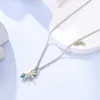 Necklace 925 Silver Colorful Palette Necklace For Women Unicorn Charm 45cm Chain Rainbow Eyes Elephant Necklaces Zircon Jewelry Gift