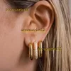 Boucles d'oreilles Goujon mode Zircon rond Huggie boucles d'oreilles pour femmes géométrique U forme boucle d'oreille cerceaux plaqué or bijoux en acier inoxydable 2024 boucles d'oreilles Brincos