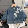 Vestes en Denim pour filles, mode printemps-automne, Design Floral Chic, manteaux en jean à simple boutonnage, Style coréen, vêtements d'extérieur pour enfants