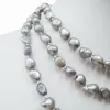Necklaces 100% NATURE FRESHWATER PEARL LONG NECKLACE120 cm gray pearl necklace
