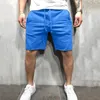 Herren-Shorts, lässig, mittlere Taille, einfarbig, mit Taschen, Kordelzug, knielang, Little House