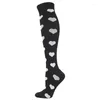 Chaussettes pour hommes unisexe serré série noire étoile point rayure carré course en plein air basket-ball soulagement élastique varicocèle anti-fatigue