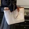 Große Canvas-Handtasche für Damen, Sommer-Perlen-Tragetasche, Nischentextur unter den Armen 2024 78 % Rabatt im Großhandel