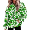 Dameshoodies Pullovers Unieke casual damessweatshirts Luxe capuchon Lange mouwen St. Patrick's Day bedrukte trui Winter 2024 Ropa