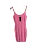 Summer Gold Portrait Shoulder Button Decoration Jacquard Slim Knit Halter Dress