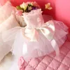 Odzież Pet Dog Wedding Dress Sukiena Szczepień ręcznie robione koronkowe haftowane ubrania dla małych psów Bowknot Princess Tutu sukienki Chihuahua pudle