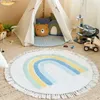 Regenboog pluizig tapijt voor woonkamer met kwastjes Wit pluche tapijt voor kinderen slaapkamer Zacht kinderkamer speelkleed voor kinderen Babi 240125