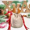 Noel Süslemeleri 5/10 Ren Geyiği Drawstring Hediye Çantası Yeniden Kullanılabilir Velvet Noel Baba Şeker Parti Dekorasyonu