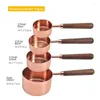 Measuring Tools 4pcs/Set Stainless Steel Cups Kitchen Dosing Spoons With Wooden Handle Baking Cooking Bartending Set